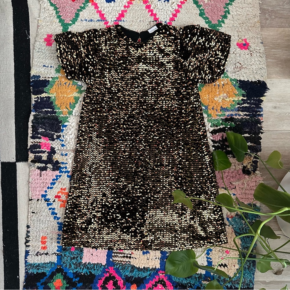 Zara Black and Gold Sequin Dress